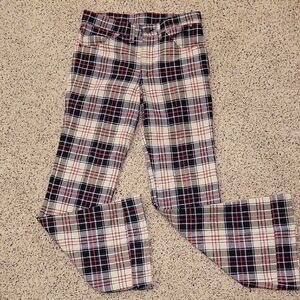 Vintage Levi's Stra- Prest Plaid Wide Leg Pants 1970's Big E High Waist Small